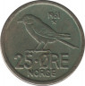 Монета. Норвегия. 25 эре 1961 год. ав.