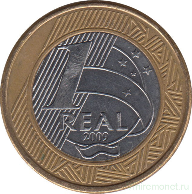 Монета. Бразилия. 1 реал 2009 год.