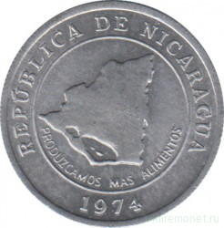 Монета. Никарагуа. 10 сентаво 1974 год.