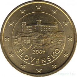 Монета. Словакия. 50 центов 2009 год.