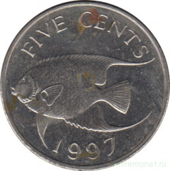 Монета. Бермудские острова. 5 центов 1997 год.