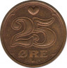  Монета. Дания. 25 эре 1998 год. рев.