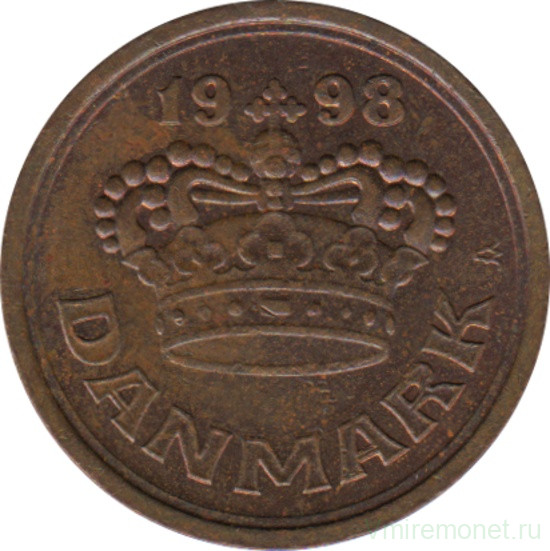 Монета. Дания. 25 эре 1998 год.