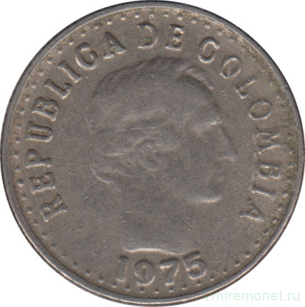 Монета. Колумбия. 10 сентаво 1975 год.