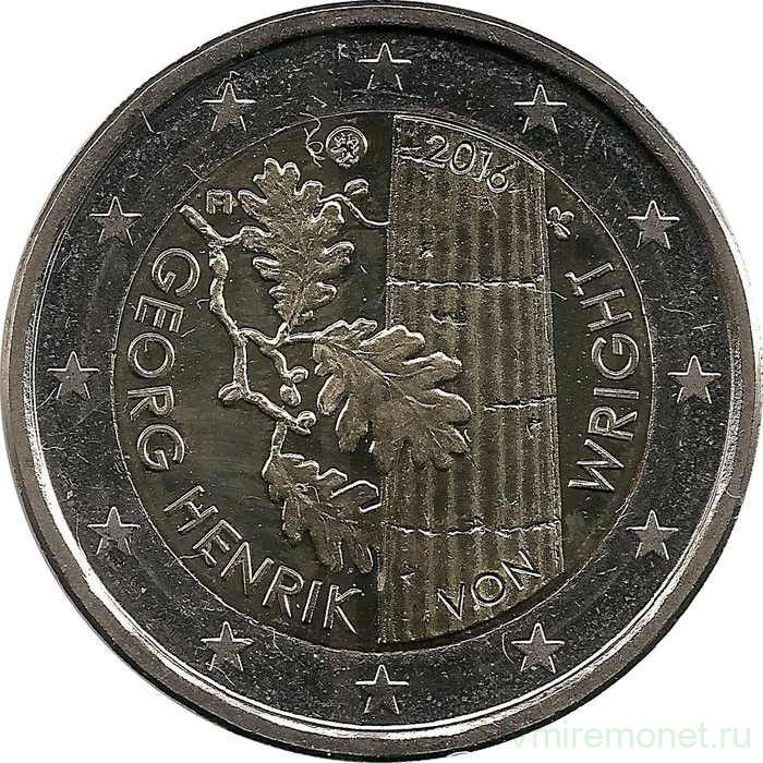 Монета. Финляндия. 2 евро 2016 год. 100 лет со дня рождения Георга Хенрика фон Вригта.