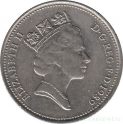 Монета. Великобритания. 5 пенсов 1989 год.