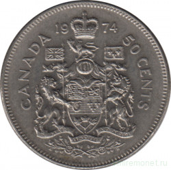Монета. Канада. 50 центов 1974 год.