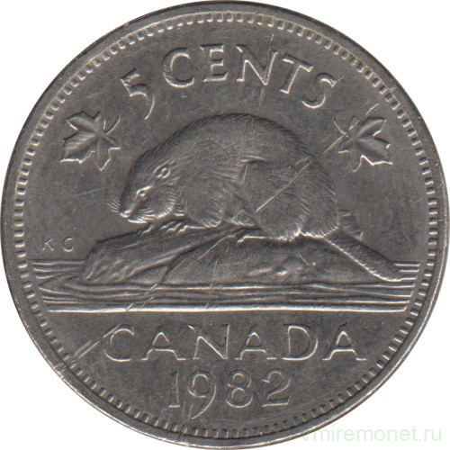 Монета. Канада. 5 центов 1982 год.
