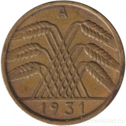 Монета. Германия. Веймарская республика. 10 рейхспфеннигов 1931 год. Монетный двор - Берлин (А).