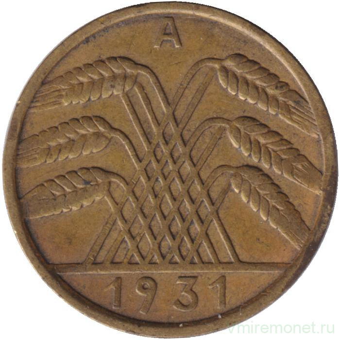 Монета. Германия. Веймарская республика. 10 рейхспфеннигов 1931 год. Монетный двор - Берлин (А).