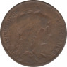Монета. Франция. 10 сантимов 1907 год. рев.