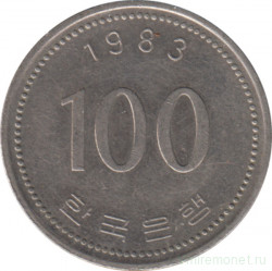 Монета. Южная Корея. 100 вон 1983 год.