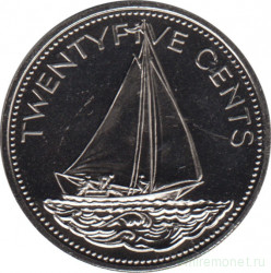 Монета. Багамские острова. 25 центов 1992 год.