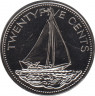 Монета. Багамские острова. 25 центов 1992 год. ав.