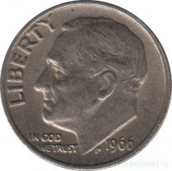 Монета. США. 10 центов 1966 год.