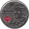 Монета. Канада. 25 центов 2013 год. Война 1812 года. Шарль де Салаберри. Красная эмаль. ав.