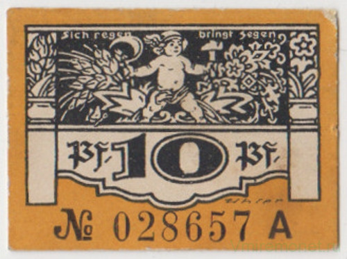 Бона. Нотгельд. Германия. Город Плауэн. 10 пфеннигов 1921 год.