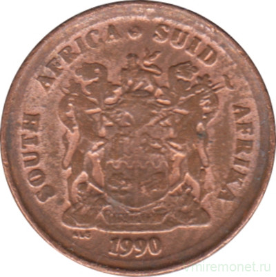 Монета. Южно-Африканская республика (ЮАР). 1 цент 1990 год.