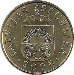 Монета. Латвия. 10 сантимов 2008 год.