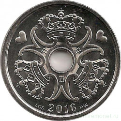Монета. Дания. 2 кроны 2016 год.