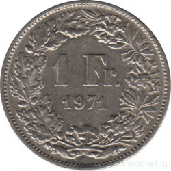 Монета. Швейцария. 1 франк 1971 год.