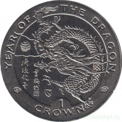 Монета. Великобритания. Остров Мэн. 1 крона 2000 год. Год Дракона.