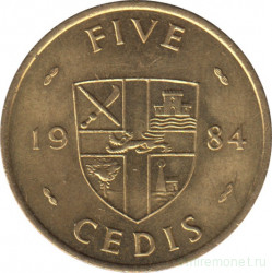 Монета. Гана. 5 седи 1984 год.