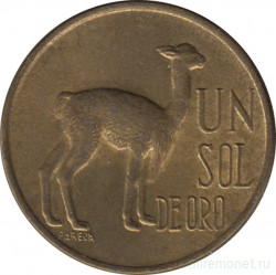 Монета. Перу. 1 соль 1975 год. Лама.