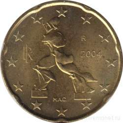 Монета. Италия. 20 центов 2004 год.