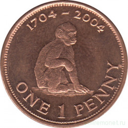 Монета. Гибралтар. 1 пенни 2004 год. 300 лет захвату Гибралтара.