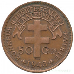 Монета. Мадагаскар 50 сантимов 1943 год.