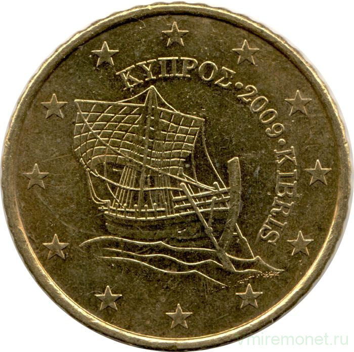 Монета. Кипр. 50 центов 2009 год.