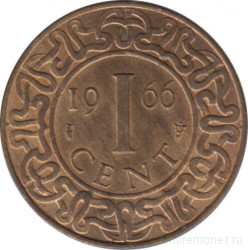 Монета. Суринам. 1 цент 1966 год.