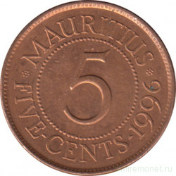 Монета. Маврикий. 5 центов 1996 год.