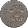 Монета. Соломоновы острова. 5 центов 1977 год. ав.