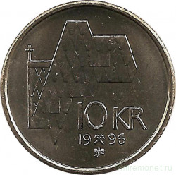 Монета. Норвегия. 10 крон 1996 год.