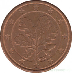 Монета. Германия. 1 цент 2007 год. (J).