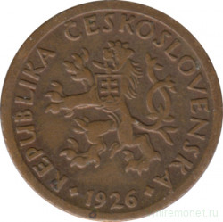 Монета. Чехословакия. 10 геллеров 1926 год.