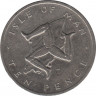 Монета. Великобритания. Остров Мэн. 10 пенсов 1976 год. Минтмарк с обоих сторон монеты. рев.