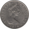 Монета. Великобритания. Остров Мэн. 10 пенсов 1976 год. Минтмарк с обоих сторон монеты. ав.