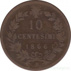 Монета. Италия. 10 чентезимо 1866 год. N.