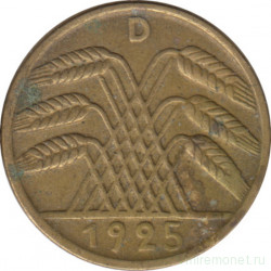 Монета. Германия. Веймарская республика. 5 рейхспфеннигов 1925 год. Монетный двор - Мюнхен (D).