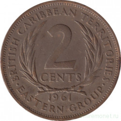 Монета. Британские Восточные Карибские территории. 2 цента 1961 год.