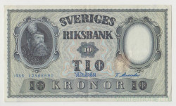 Банкнота. Швеция. 10 крон 1955 год.