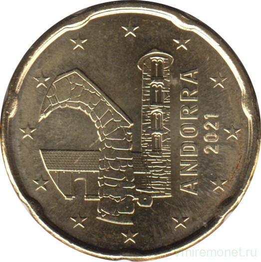 Монета. Андорра. 20 центов 2021 год.