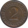 Монета. Германия. Веймарская республика. 2 рентенпфеннига 1923 год. Монетный двор - Карлсруэ (G). рев.