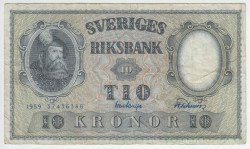 Банкнота. Швеция. 10 крон 1959 год. Тип 43g(16).