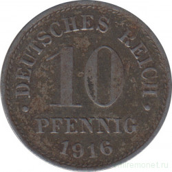 Монета. Германия (Германская империя 1871-1922). 10 пфеннигов 1916 год. Магнитная. (А).