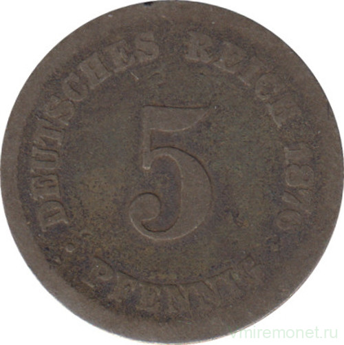 Монета. Германская империя. 5 пфеннигов 1876 год. (J).