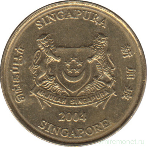 Монета. Сингапур. 5 центов 2004 год.